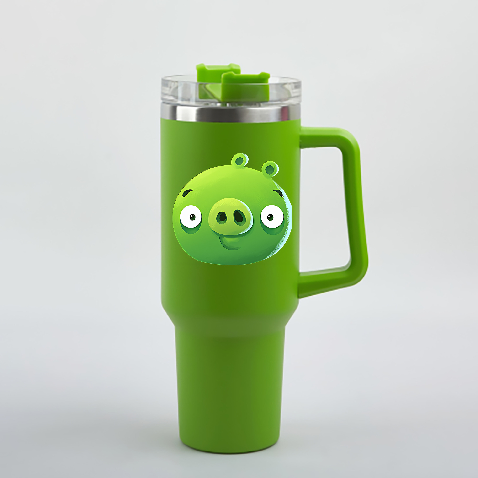 （画像用） Angry Birds アングリーバード 1200mL車用タンブラー - クリスタルステッカー（プラスチックストロー付き）